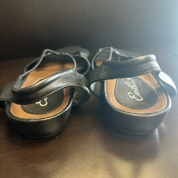Earthies Women's Sz 8.5 Lacona Leather Black Slingback Sandals - Picture 3 of 10